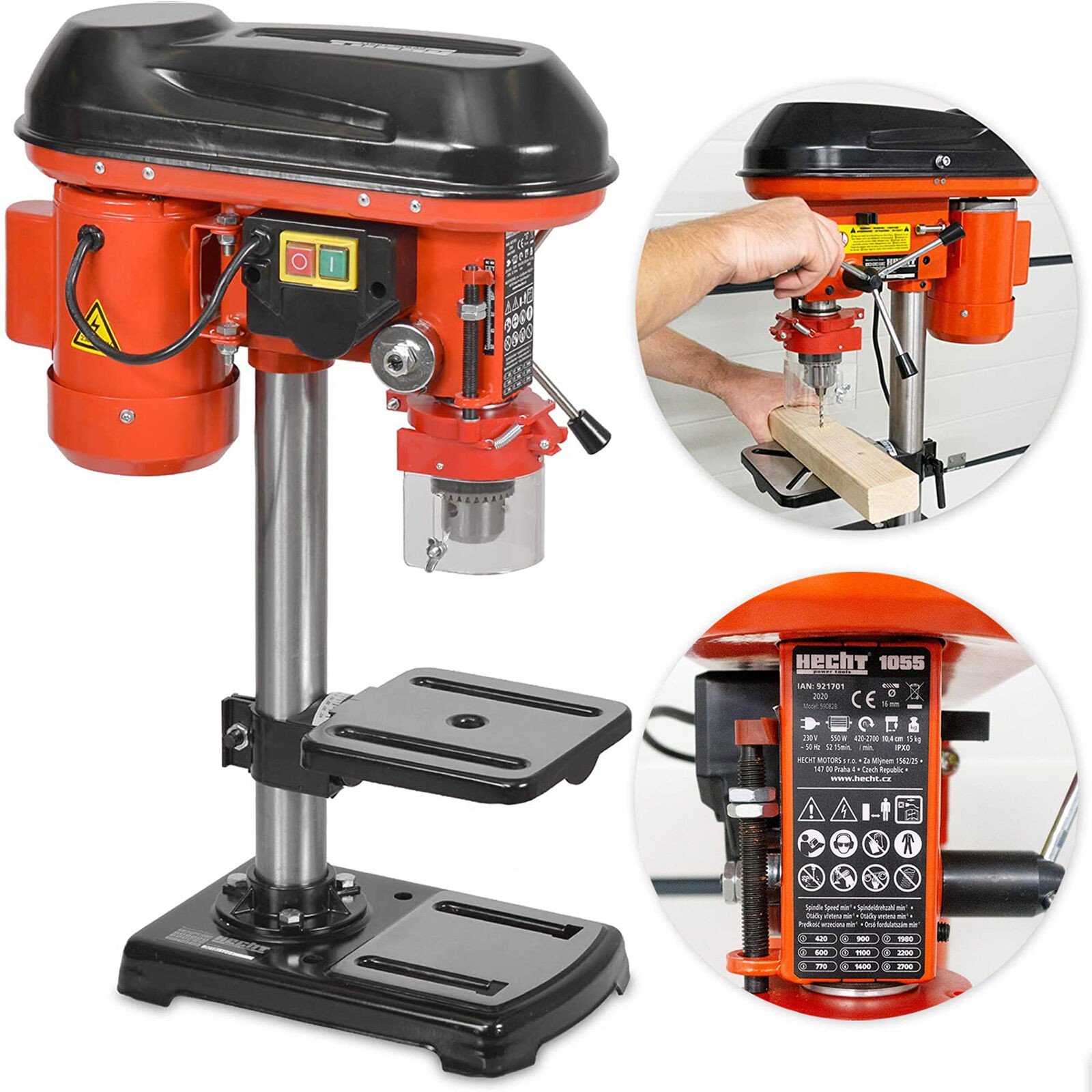 HECHT 1055 Masina de gaurit pe banc 550W 3